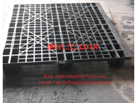 Pallet Nhựa Cũ Chân Cốc Mặt Lưới 1100x1100x145mm Màu Đen